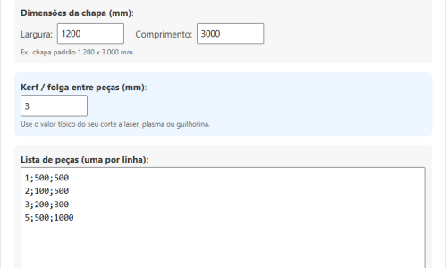 Planejador de Corte de Chapa